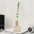 Plant Flower Vase Iron Geometric Glass Flower Vase with Metal Frame