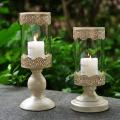 Retro Iron Decorative Candles Holder for Party Wedding 2pcs -white