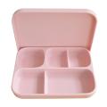 Divided Square Suction Cup Bowl Baby Silicone Dinner Plate Pink