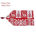 Elk Table Runner with Tassel Classic Red and White Xmas for Holiday 1