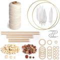 Macrame Rope Kit with Natural Cotton Macrame Cord,metal Floral Hoops