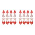 16pcs Mixed Diy White&red Tree/heart/star Wooden Xmas Tree Ornaments