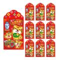 10 Pcs Chinese Red Envelopes, Year Of The Tiger Hong Bao Lucky, D