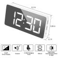 Alarm Clock Large Mirrored Led Display Snooze Mode Bedside Clock