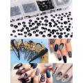 3600 Pcs 6 Sizes Flatback Rhinestones for Diy Manicure Black