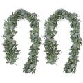 Artificial Eucalyptus Garland with Willow Vines, 2 Packs 6.5 Feet