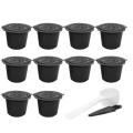 10 Pcs Coffee Capsule Filters for Nespresso with Spoon Brush Black
