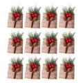 Burlap Napkin Rings Set Of 12,by Pinecones and Berries,for Christmas