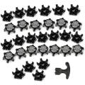 30pcs Golf Shoe Spikes Black Clamp Cleats Studs with Removal Tool