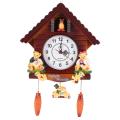 Wooden Cuckoo Handcraft Carving Living Room Wall Clock Timer Alarm