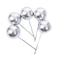 40 Pcs Mini Silver Ball Cupcake Toppers for Birthday Party Decoration