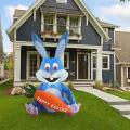 Led Light Up Inflatable Easter Cute Bunny Rabbit with Carrot-uk Plug