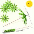 60 Pieces Green Tropical Coconut Palm Tree Paper Umbrellas Picks