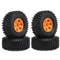 4pcs 130mm Plastic 2.2 Beadlock Wheel Rim Tire Set for Rc Car,orange