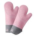 2 Pcs Pink Silicone Oven Gloves Heat-resistant Cooking Baking Gloves