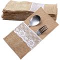 Jute Cutlery Bag Vintage Table Decoration for Wedding Christmas Party