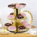 3-tier Round Cardboard Cupcake Stand for Cupcakes (gold)