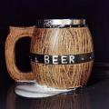 Oak Barrel Style Beer Mug Simulation Wooden Barrel Beer Cup Double
