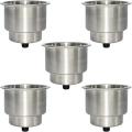 Stainless Steel Cup Drink Holder Insert with Drain for Boat Rv, 5pcs