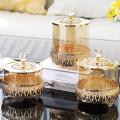 Transparent Glass with Cover Storage Tank Metal Glass Candy Jar B