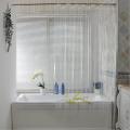 3pcs 180x180cm Peva Shower Curtain Transparent White with Hooks