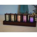 Rgb Imitated Glow Tube Clock Led Electronic Solid Wood Ornaments -1