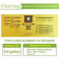 15 Pcs H-type Replacement Vacuum Filter Bags for Shop Vac 5-8 Gallon