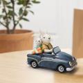 Easter Decoration Bunny Father Son Driving Exquisite Resin Crafts