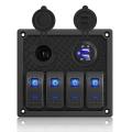 Marine Boat Switch Panel Waterproof,12/24v 4 with Dual Usb Slots,blue