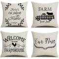 Farmhouse Throw Pillow Covers Linen Rustic Farm Cushion Cover