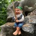 Garden Gnome Statue Resin Fishing Dwarf Elf Figurines Ornaments