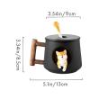 Cartoon Ceramic Mug Trend Mug Coffee Cup with Lid Spoon Black