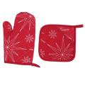 Baking Anti-hot Gloves Hot Oven Mitts Pad for Home Xmas (red)