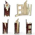 Wooden Letter Table Ornaments Santa Claus Snowman Pattern (red)