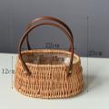 Square Weaving Flower Basket Vintage Style Picnic Basket with Handle