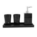 Marble Bathroom Supplies Black 4pcs Resin with Toothbrush Holder