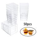 50pcs 60ml Disposable Plastic Cake Cups Clear Trapezoidal Container