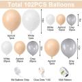Balloon Kit, 102pcs with White Gray Latex Balloons & Balloon Strip