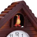 Wooden Cuckoo Handcraft Carving Living Room Wall Clock Timer Alarm