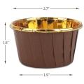 50pcs Aluminum Foil Cupcake Cups Disposable Baking Cups-gold + Brown