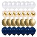 102pcs Party Navy and Gold Balloons Navy Blue White Balloons Gold