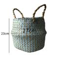 Natural Seagrass Woven Storage Basket for Home Decorations - Blue