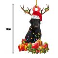Christmas Dog Ornament Wooden Cute Dog Decor Nativity Party Gift(c)