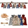Christmas Advent Calendar Bag Set 24days Gift Bag with Wooden Pendant