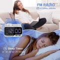 Digital Alarm Clock Radio Bluetooth Speaker,white Us Plug
