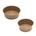 2pcs 6/8 Inch Golden Metal Round Cake Pan with Removable Bottom