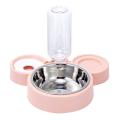 Pet Food and Water Bowl Feeder All-in-one Cat Bowl and Dog Bowl Pink