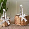 2pcs Woven Storage and Ribbon Wedding Basket for Home Garden Decor- S