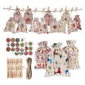 24pcs Jute Bag Candy Storage Pouch Diy Christmas Advent Calendar Bag