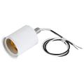 E27 Ceramic Base Socket Adapter Metal Lamp Holder with Wire White